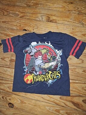 Affliction Navy Kids Thundercats Graphic Tee with Red Sleeve Stripes